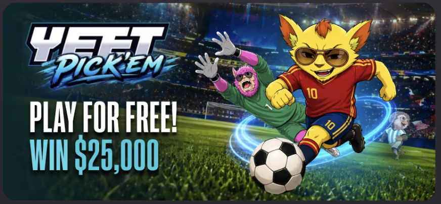Yeet Casino mascot celebrating a win on the pitch